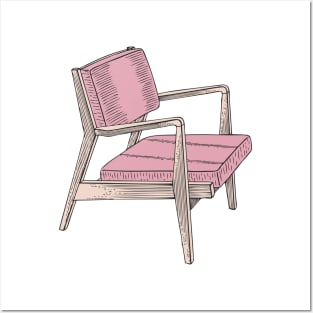 Pink Modern Chair Posters and Art